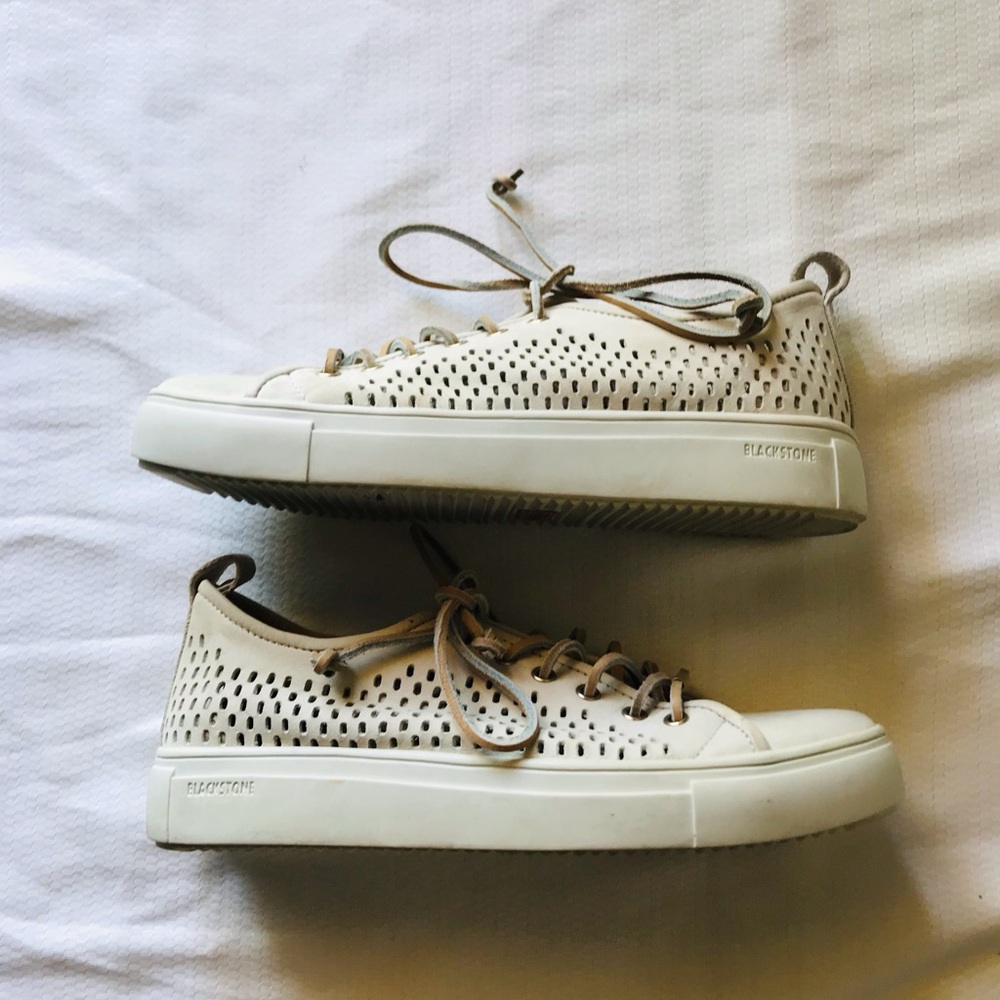 Blackstone White Perforated Sneakers